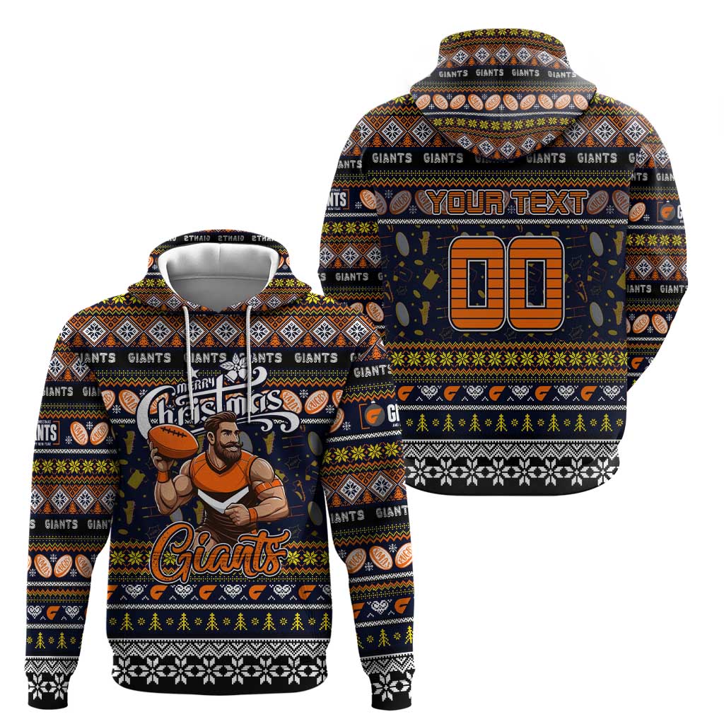 Personalized Giants Rugby Xmas Zip Hoodie Australia AFL Mascot