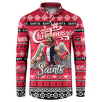 Personalized Saints Rugby Xmas Button Sweatshirt Australia AFL Mascot