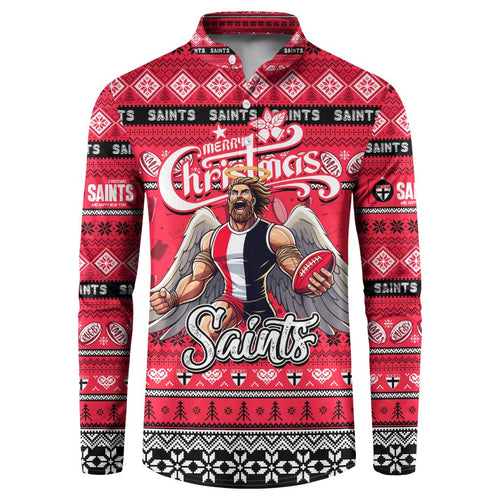 Personalized Saints Rugby Xmas Button Sweatshirt Australia AFL Mascot
