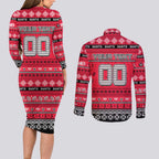 Personalized Saints Rugby Xmas Couples Matching Long Sleeve Bodycon Dress and Long Sleeve Button Shirt Australia AFL Mascot