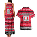Personalized Saints Rugby Xmas Couples Matching Tank Maxi Dress and Hawaiian Shirt Australia AFL Mascot