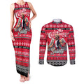 Personalized Saints Rugby Xmas Couples Matching Tank Maxi Dress and Long Sleeve Button Shirt Australia AFL Mascot