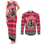 Personalized Saints Rugby Xmas Couples Matching Tank Maxi Dress and Long Sleeve Button Shirt Australia AFL Mascot
