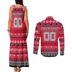 Personalized Saints Rugby Xmas Couples Matching Tank Maxi Dress and Long Sleeve Button Shirt Australia AFL Mascot