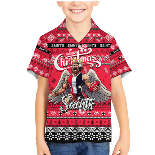Personalized Saints Rugby Xmas Family Matching Mermaid Dress and Hawaiian Shirt Australia AFL Mascot