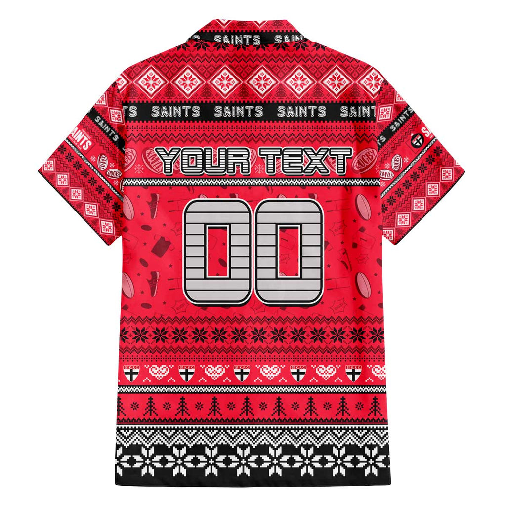 Personalized Saints Rugby Xmas Family Matching Off The Shoulder Long Sleeve Dress and Hawaiian Shirt Australia AFL Mascot