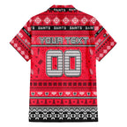 Personalized Saints Rugby Xmas Family Matching Off The Shoulder Long Sleeve Dress and Hawaiian Shirt Australia AFL Mascot