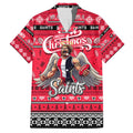 Personalized Saints Rugby Xmas Family Matching Puletasi and Hawaiian Shirt Australia AFL Mascot