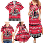 Personalized Saints Rugby Xmas Family Matching Summer Maxi Dress and Hawaiian Shirt Australia AFL Mascot