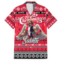 Personalized Saints Rugby Xmas Family Matching Summer Maxi Dress and Hawaiian Shirt Australia AFL Mascot