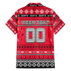 Personalized Saints Rugby Xmas Family Matching Summer Maxi Dress and Hawaiian Shirt Australia AFL Mascot
