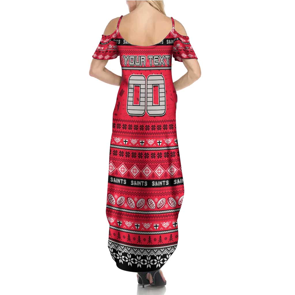 Personalized Saints Rugby Xmas Family Matching Summer Maxi Dress and Hawaiian Shirt Australia AFL Mascot