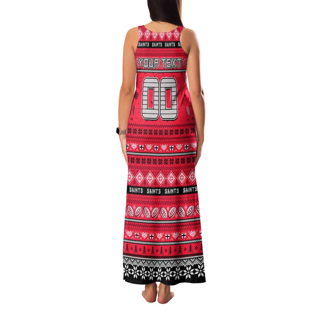 Personalized Saints Rugby Xmas Family Matching Tank Maxi Dress and Hawaiian Shirt Australia AFL Mascot