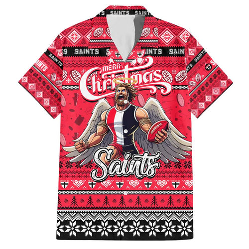 Personalized Saints Rugby Xmas Hawaiian Shirt Australia AFL Mascot