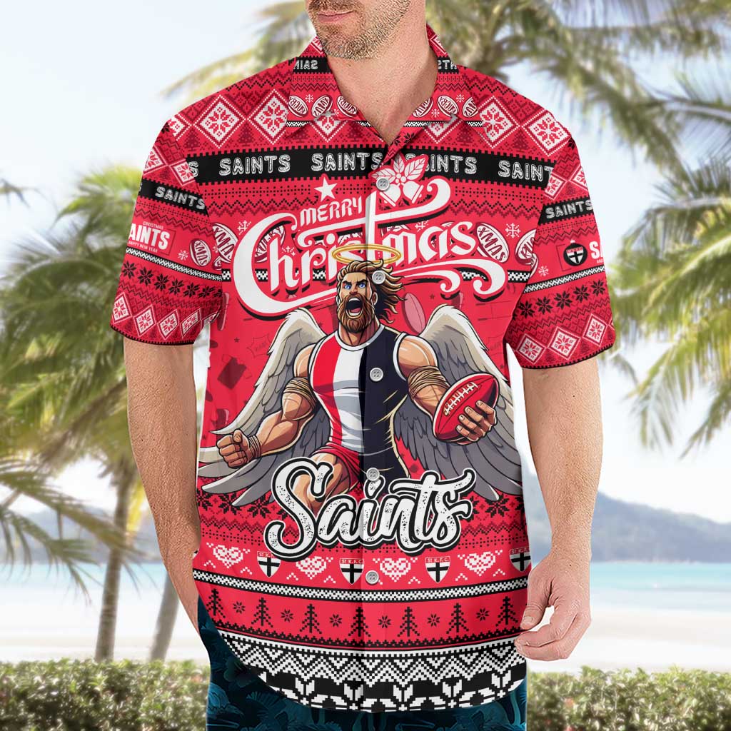 Personalized Saints Rugby Xmas Hawaiian Shirt Australia AFL Mascot