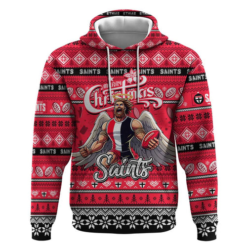 Personalized Saints Rugby Xmas Hoodie Australia AFL Mascot