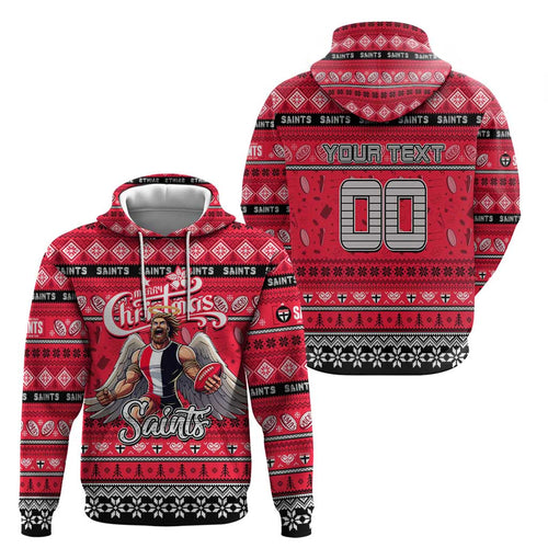 Personalized Saints Rugby Xmas Hoodie Australia AFL Mascot