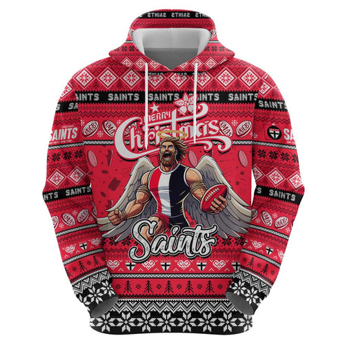 Personalized Saints Rugby Xmas Hoodie Australia AFL Mascot