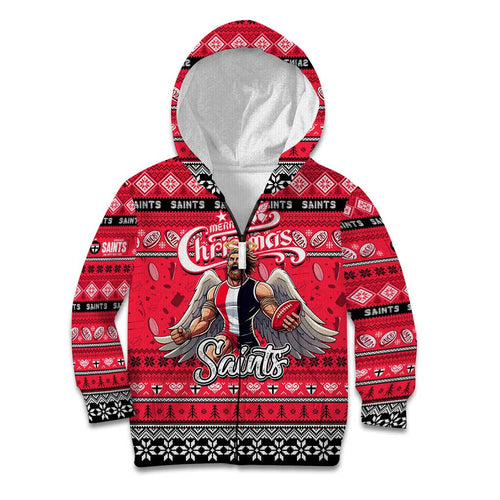 Personalized Saints Rugby Xmas Kid Hoodie Australia AFL Mascot