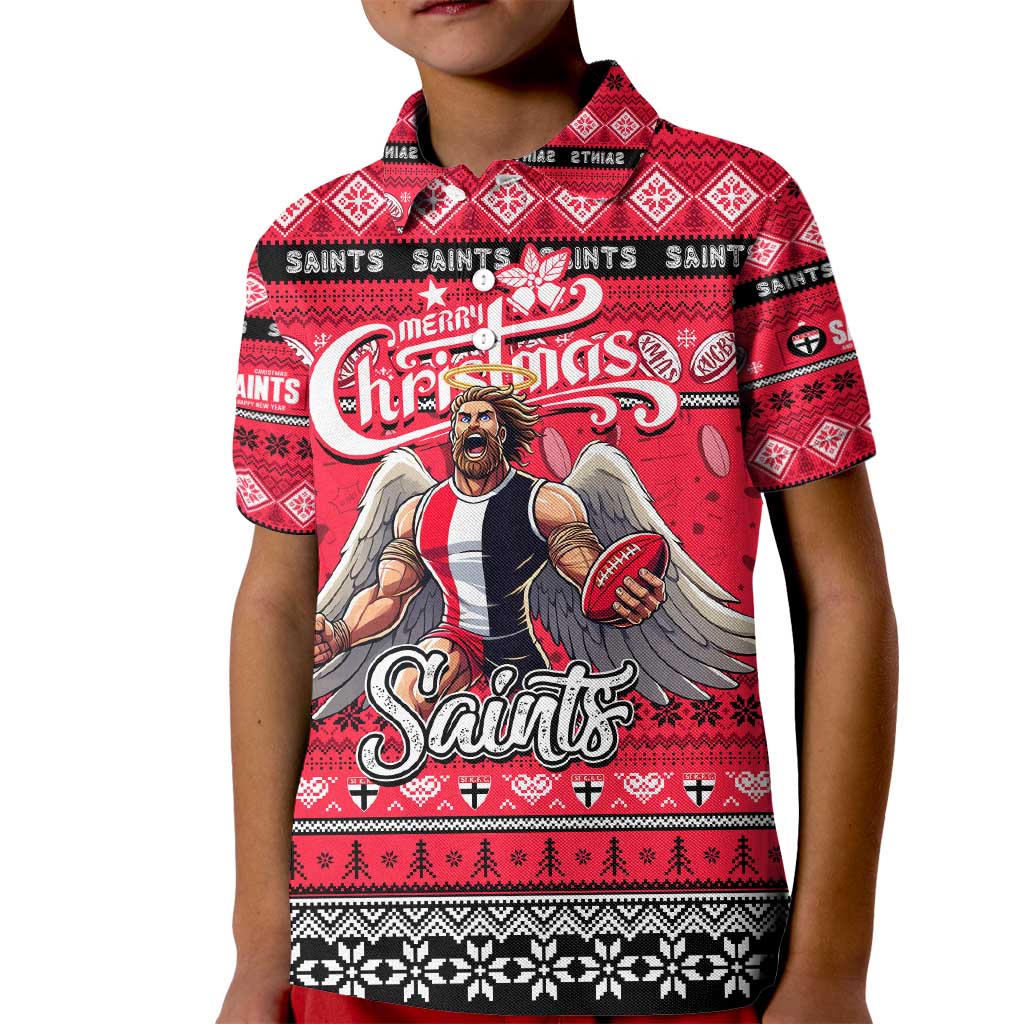 Personalized Saints Rugby Xmas Kid Polo Shirt Australia AFL Mascot