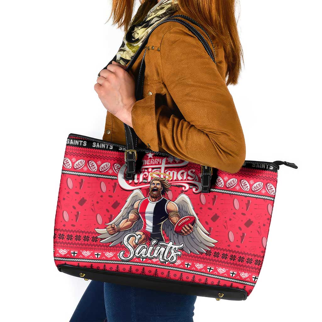 Saints Football Xmas Leather Tote Bag Australia AFL Mascot