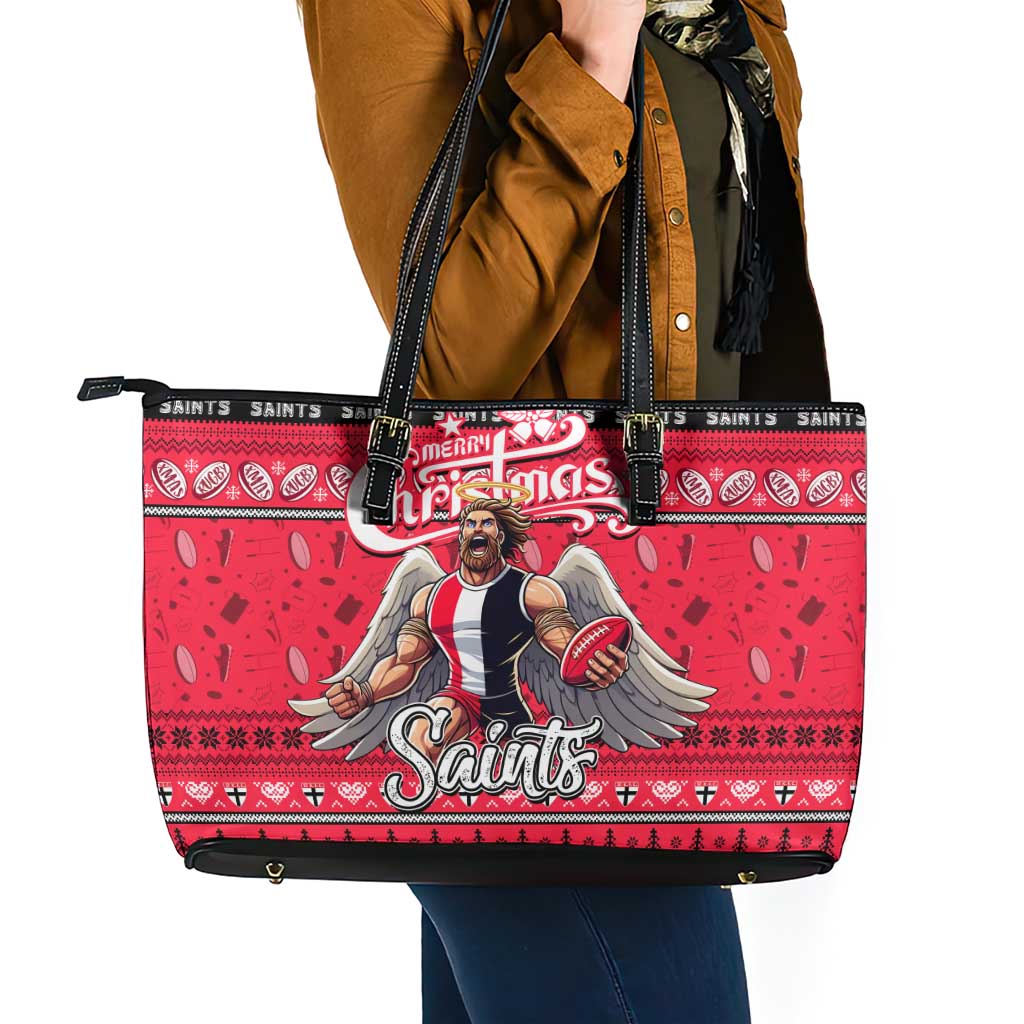 Saints Football Xmas Leather Tote Bag Australia AFL Mascot