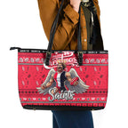 Saints Football Xmas Leather Tote Bag Australia AFL Mascot