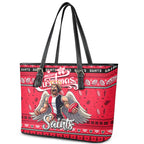 Saints Football Xmas Leather Tote Bag Australia AFL Mascot