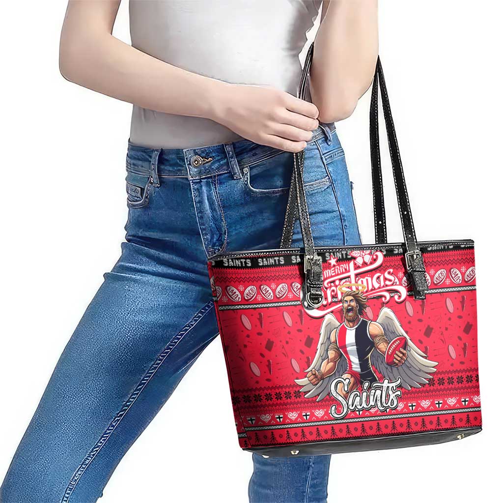 Saints Football Xmas Leather Tote Bag Australia AFL Mascot