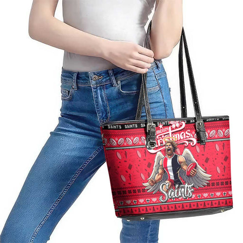 Saints Football Xmas Leather Tote Bag Australia AFL Mascot