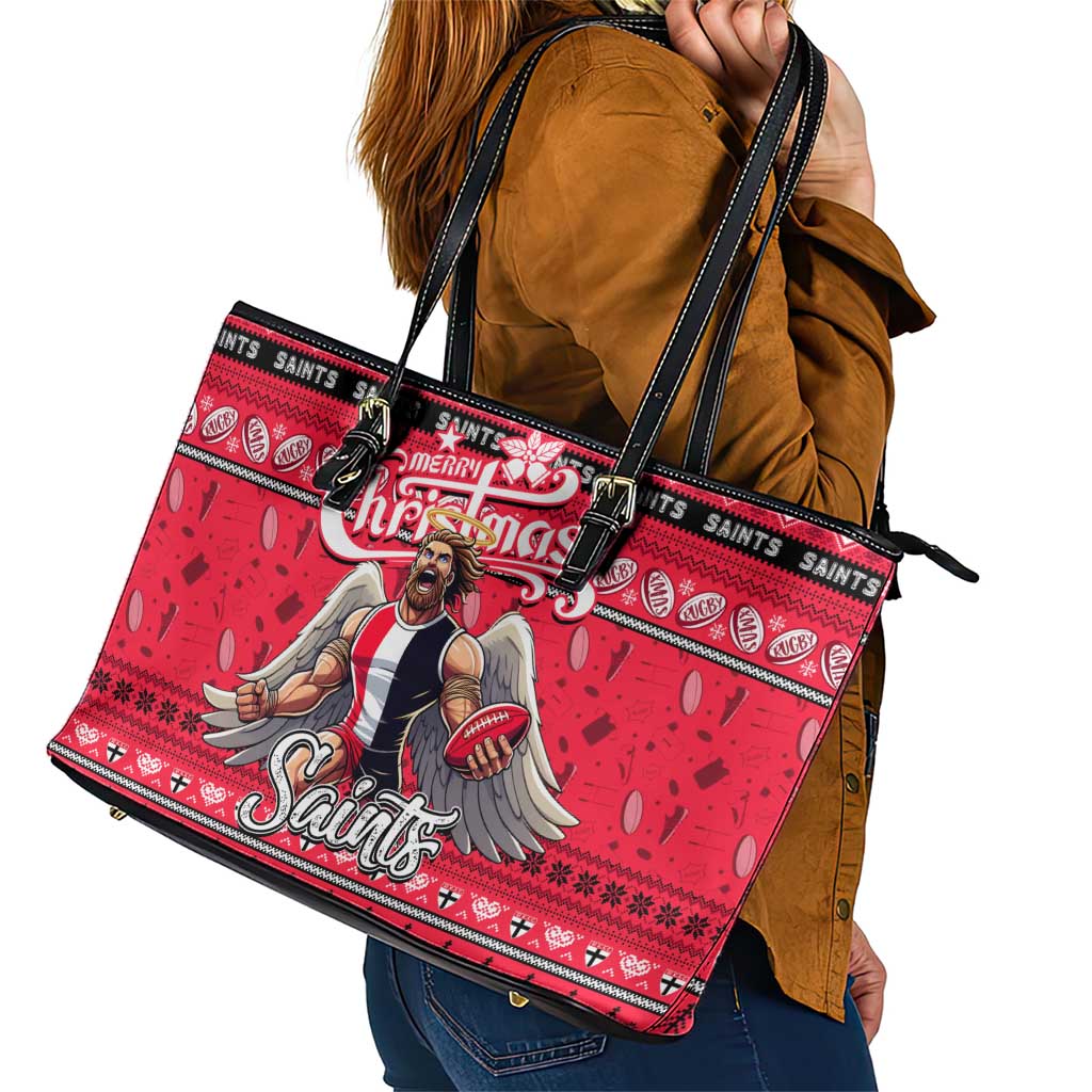 Saints Football Xmas Leather Tote Bag Australia AFL Mascot
