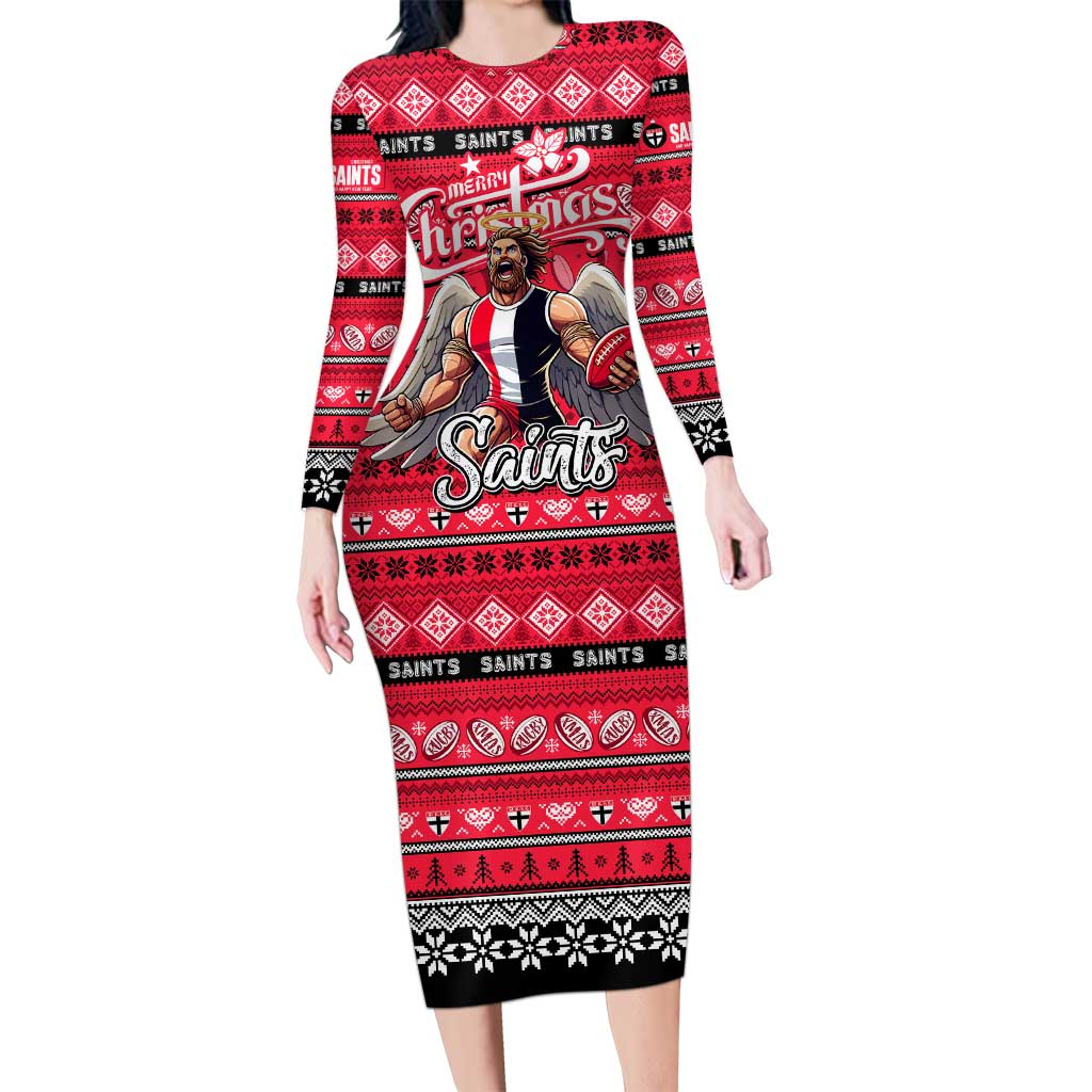Personalized Saints Rugby Xmas Long Sleeve Bodycon Dress Australia AFL Mascot