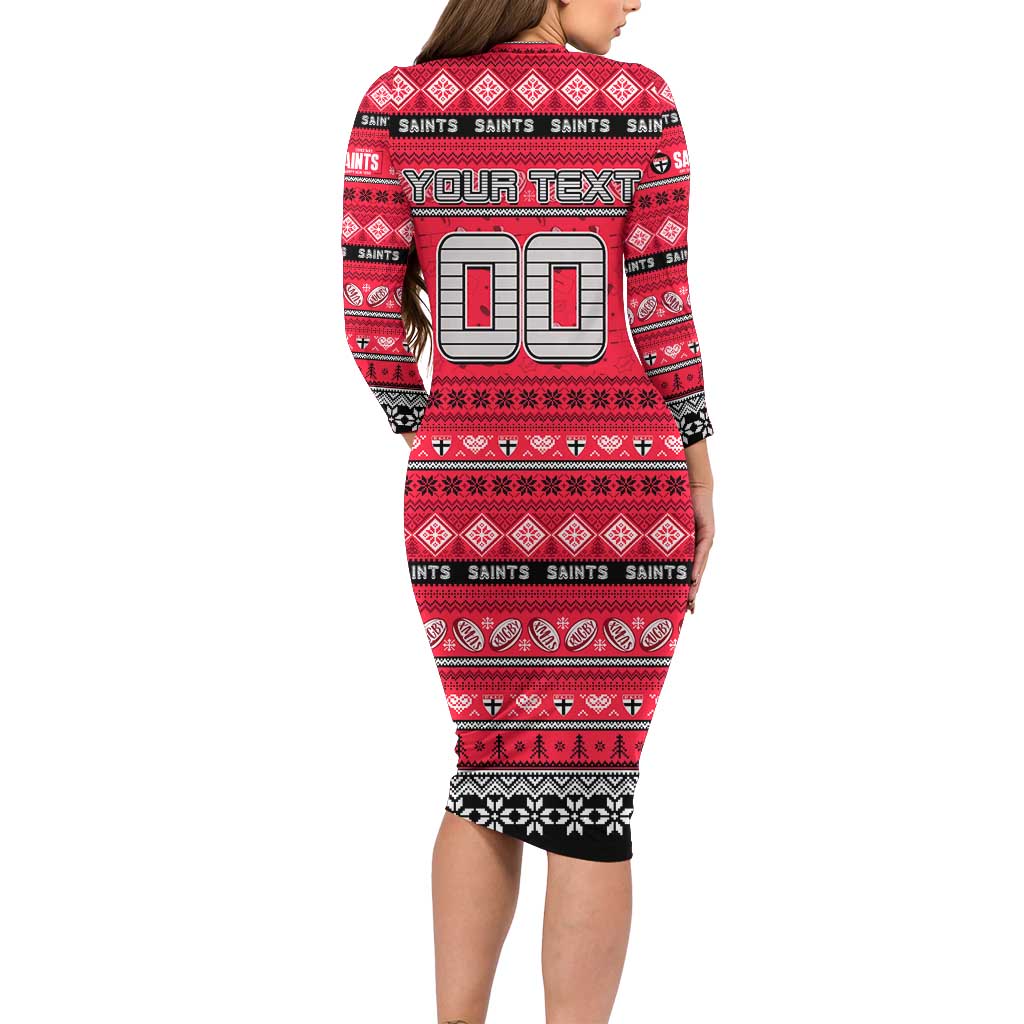 Personalized Saints Rugby Xmas Long Sleeve Bodycon Dress Australia AFL Mascot