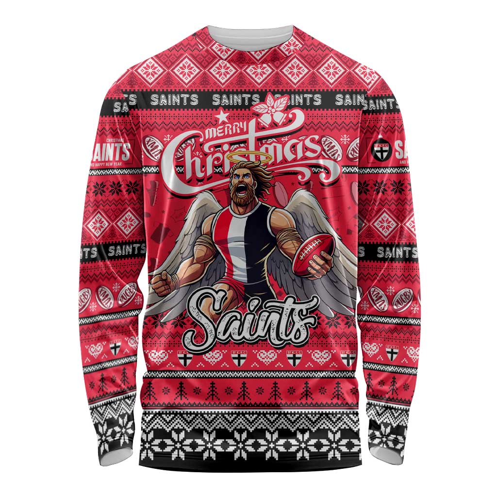 Personalized Saints Rugby Xmas Long Sleeve Shirt Australia AFL Mascot
