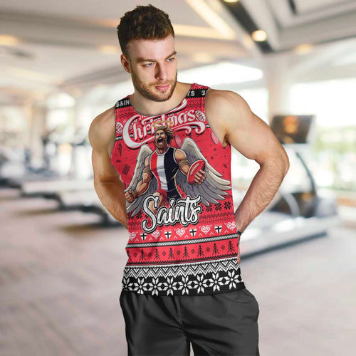 Personalized Saints Rugby Xmas Men Tank Top Australia AFL Mascot