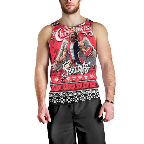 Personalized Saints Rugby Xmas Men Tank Top Australia AFL Mascot