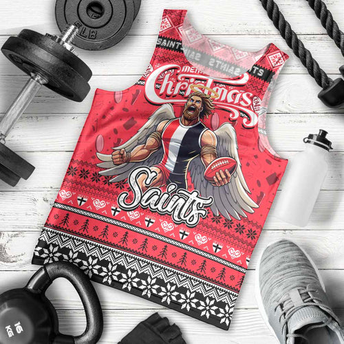 Personalized Saints Rugby Xmas Men Tank Top Australia AFL Mascot