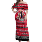 Personalized Saints Rugby Xmas Off Shoulder Maxi Dress Australia AFL Mascot