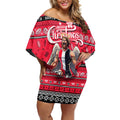 Personalized Saints Rugby Xmas Off Shoulder Short Dress Australia AFL Mascot