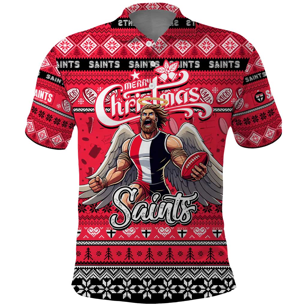 Personalized Saints Rugby Xmas Polo Shirt Australia AFL Mascot