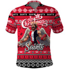 Personalized Saints Rugby Xmas Polo Shirt Australia AFL Mascot