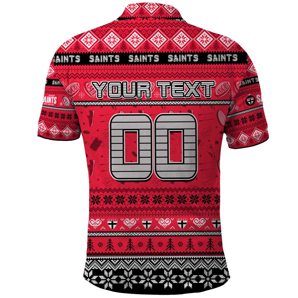 Personalized Saints Rugby Xmas Polo Shirt Australia AFL Mascot