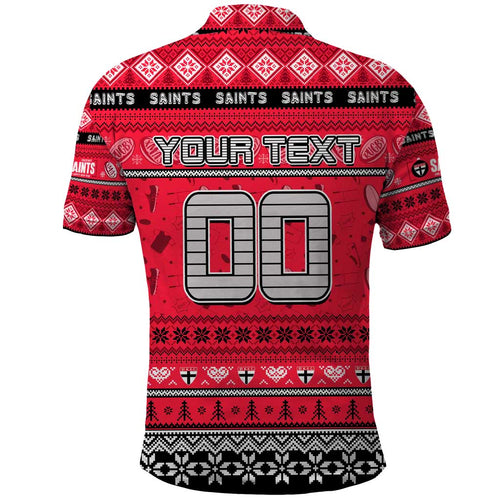 Personalized Saints Rugby Xmas Polo Shirt Australia AFL Mascot
