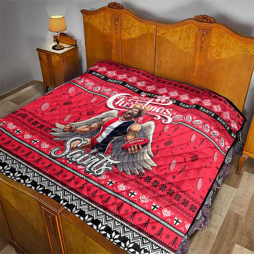 Saints Football Xmas Quilt Australia AFL Mascot