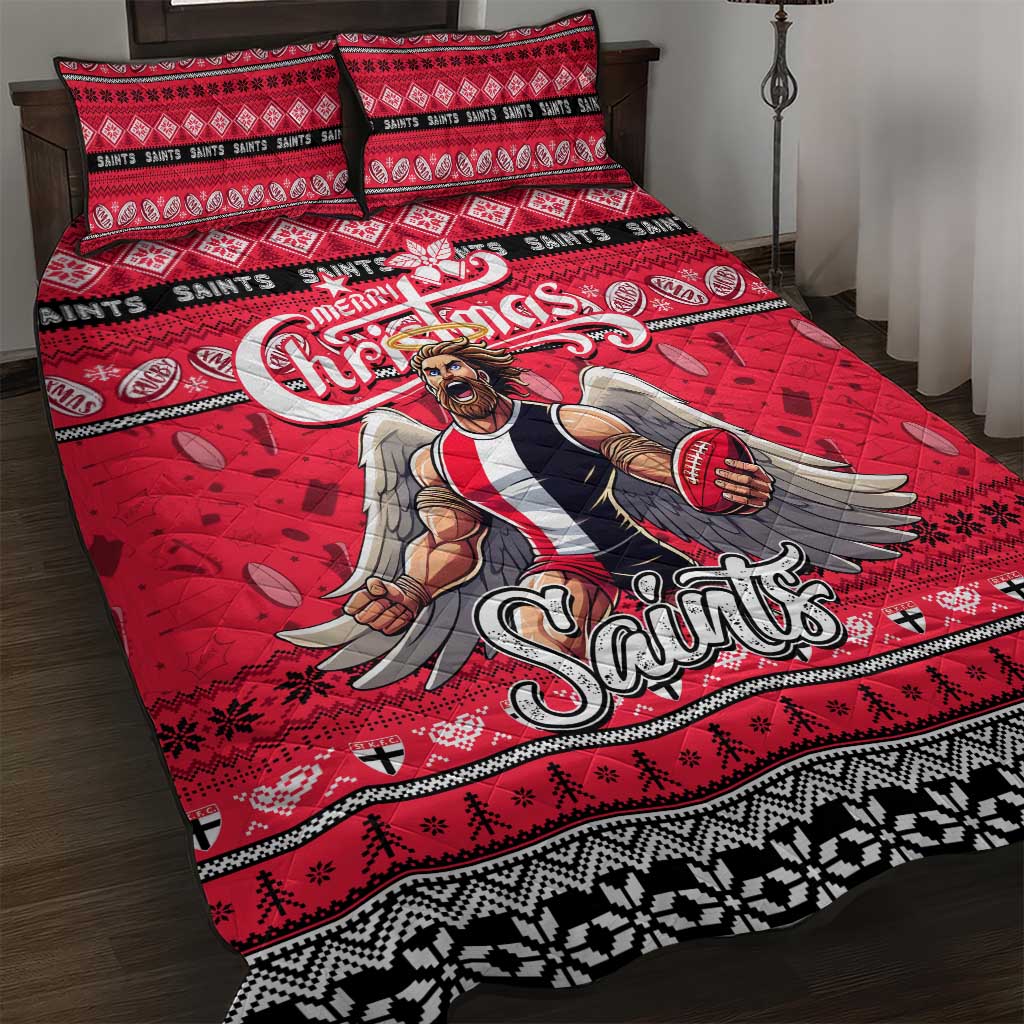 Saints Football Xmas Quilt Bed Set Australia AFL Mascot
