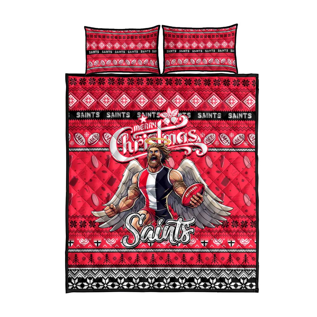Saints Football Xmas Quilt Bed Set Australia AFL Mascot