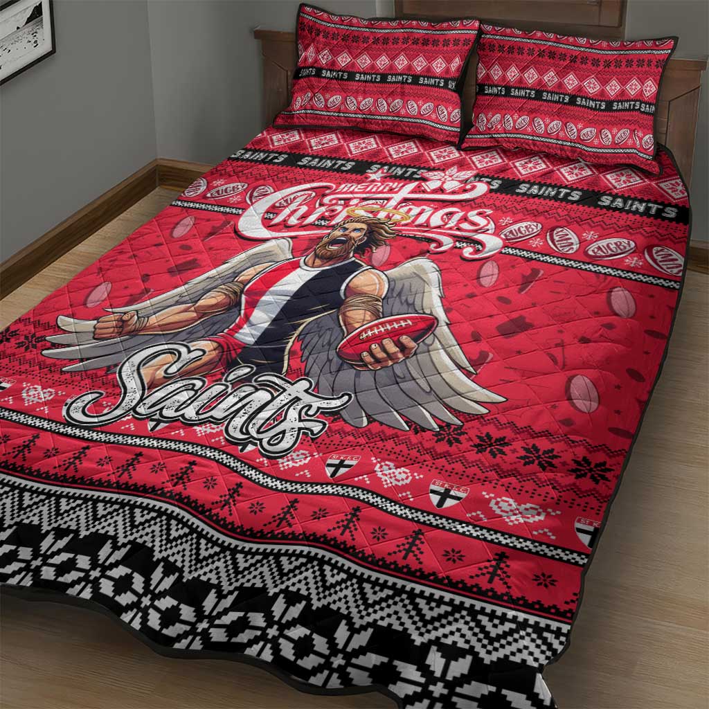 Saints Football Xmas Quilt Bed Set Australia AFL Mascot