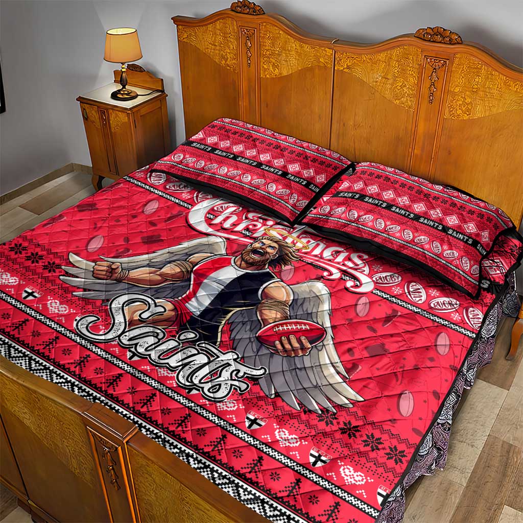 Saints Football Xmas Quilt Bed Set Australia AFL Mascot