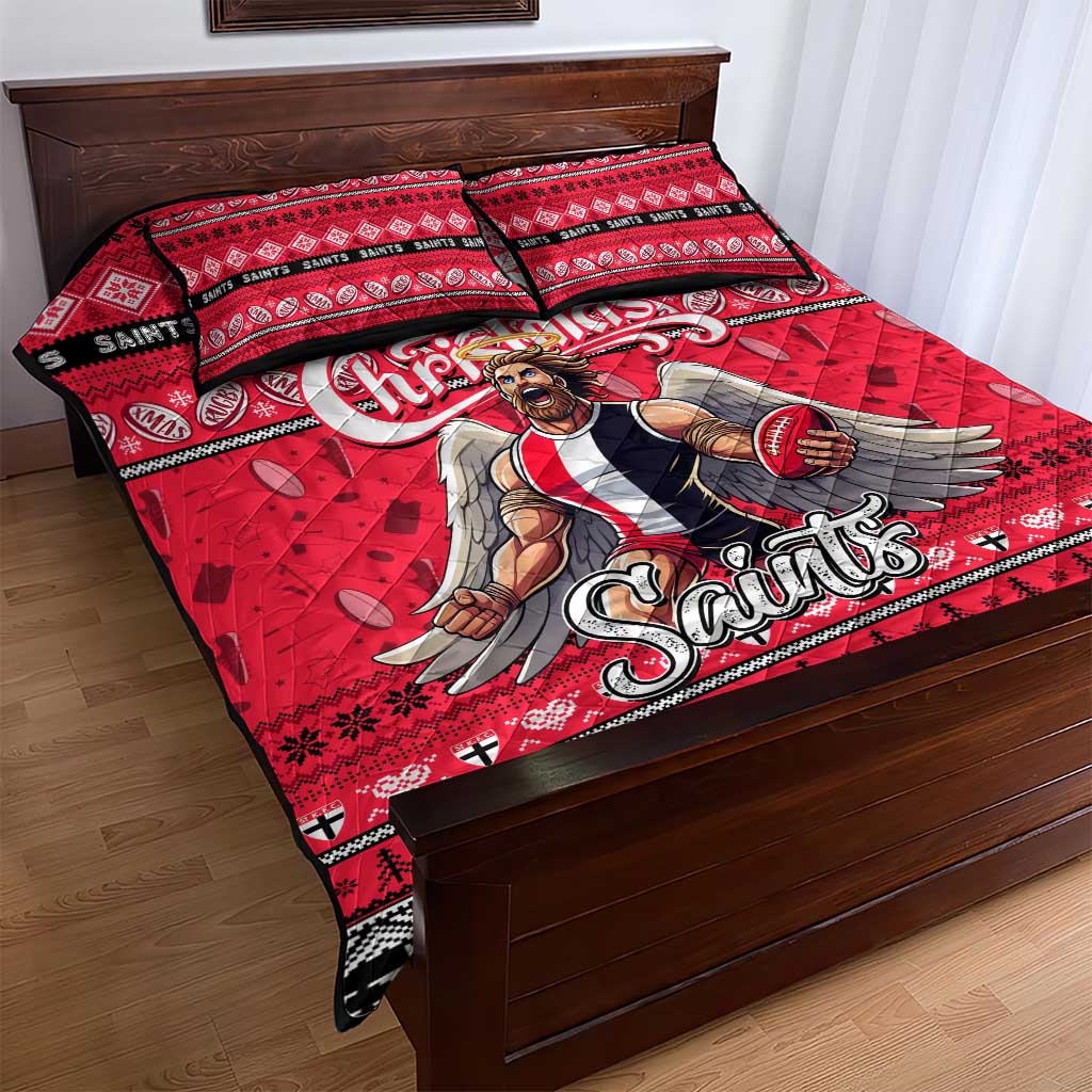 Saints Football Xmas Quilt Bed Set Australia AFL Mascot