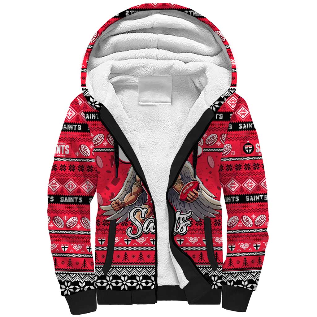 Personalized Saints Rugby Xmas Sherpa Hoodie Australia AFL Mascot